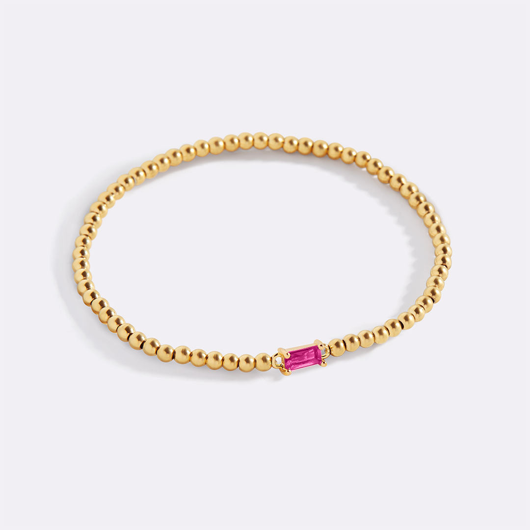 Pulsera de cuentas de oro con piedra natal