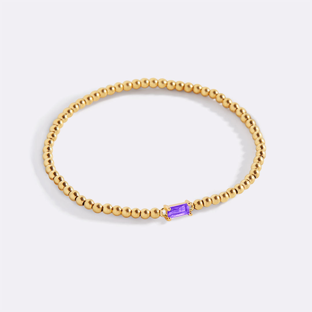 Pulsera de cuentas de oro con piedra natal