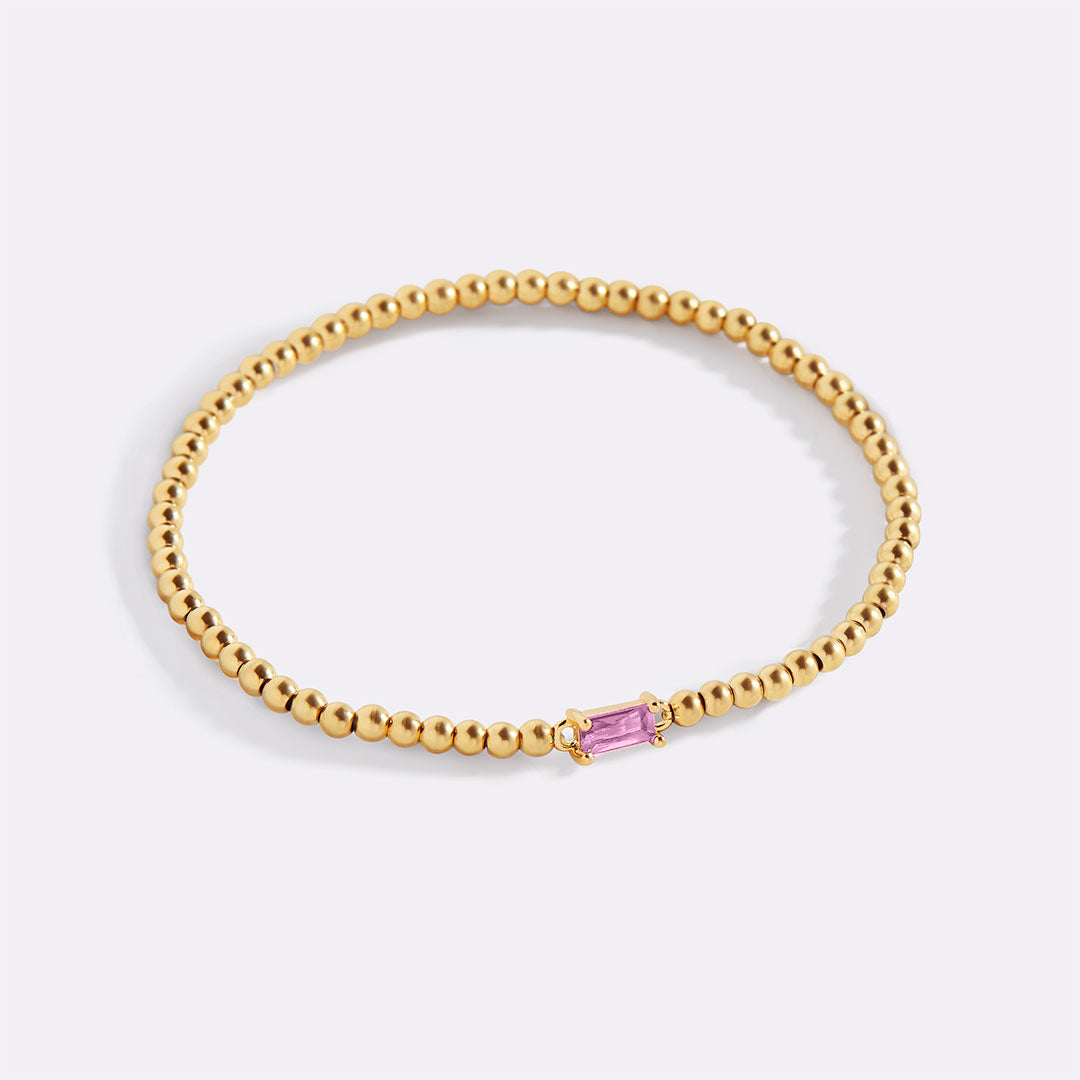 Pulsera de cuentas de oro con piedra natal