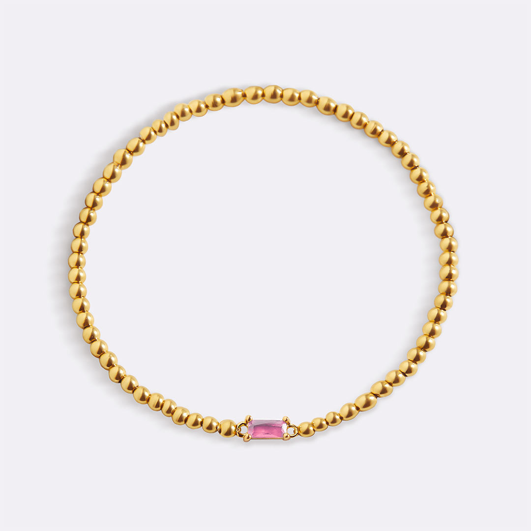 Pulsera de cuentas de oro con piedra natal
