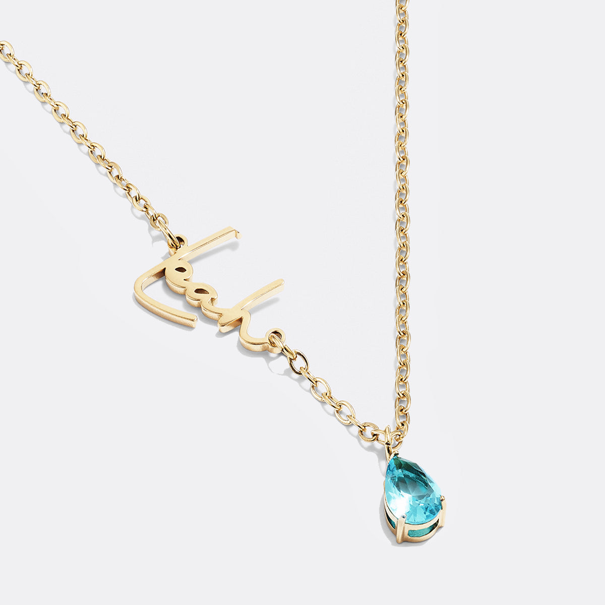 Collar con nombre de piedra de nacimiento hecho a mano