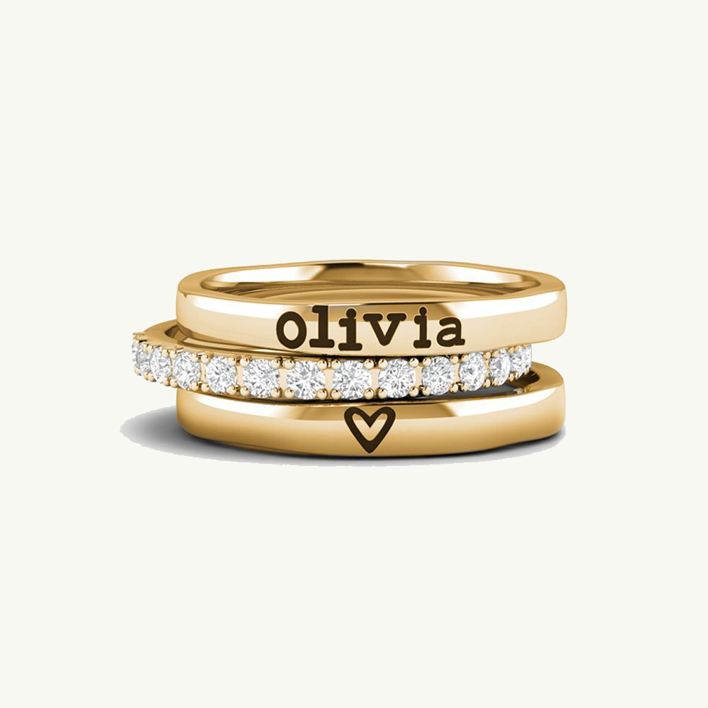 Anello con nombre impilabili personalizzati
