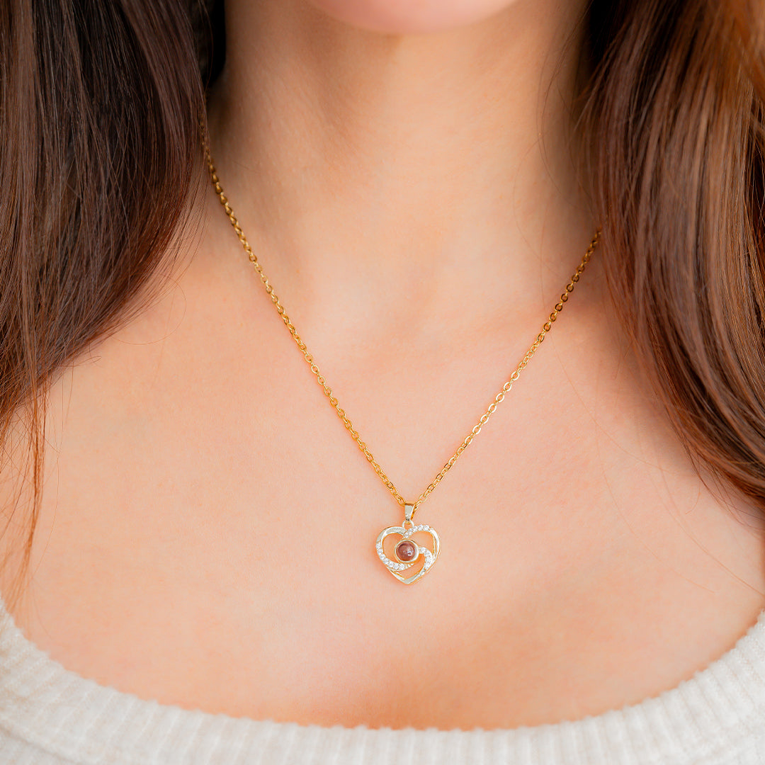 Centre of My Heart Pave Photo Necklace