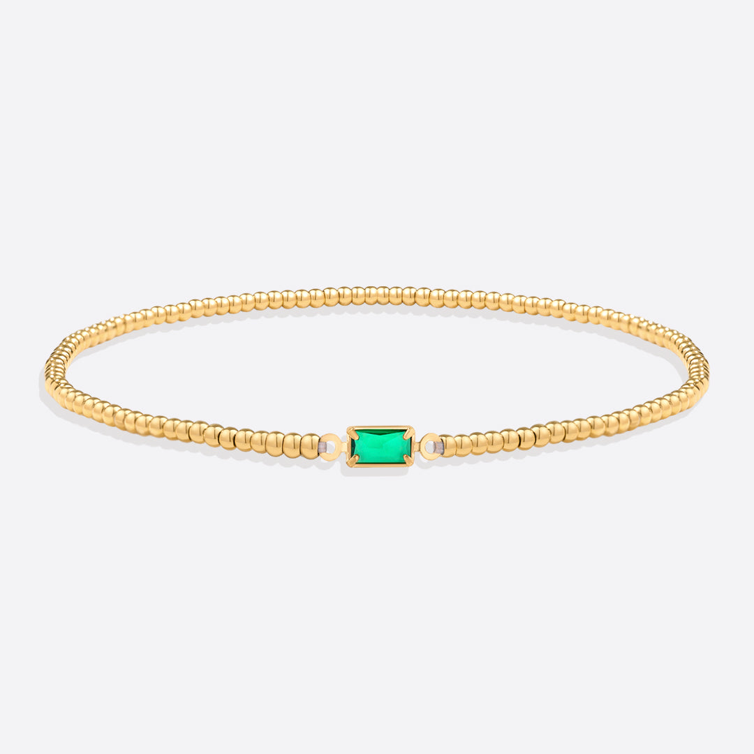 Pulsera de cuentas de oro con piedra natal