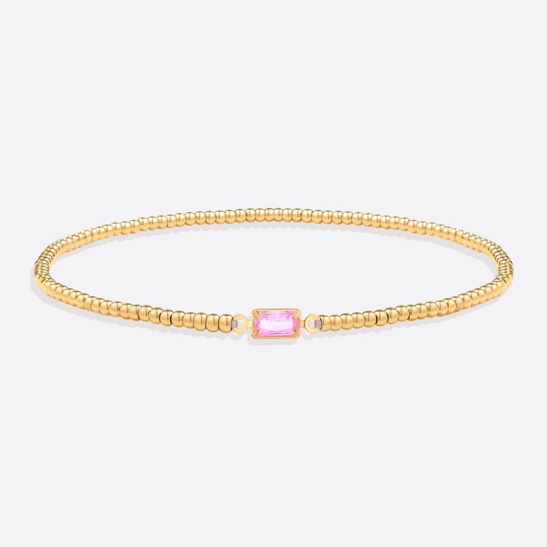 Pulsera de cuentas de oro con piedra natal