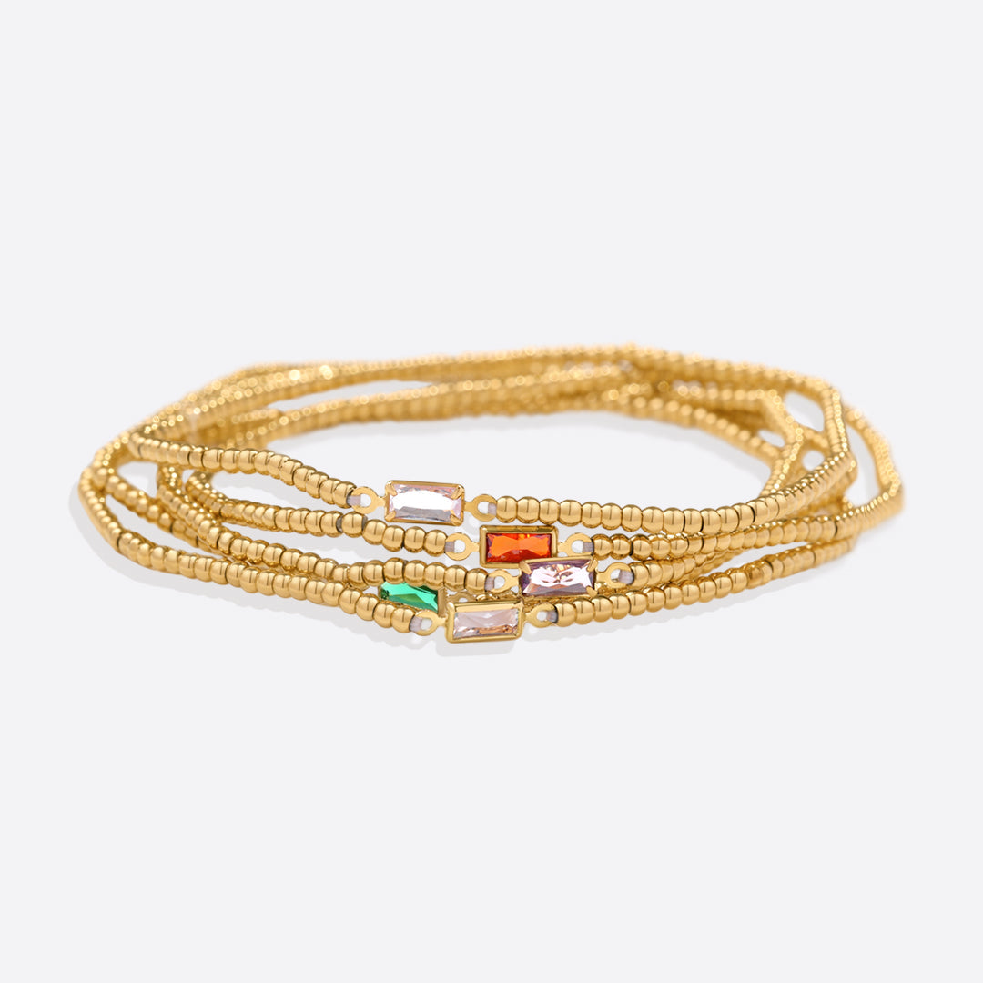 Pulsera de cuentas de oro con piedra natal