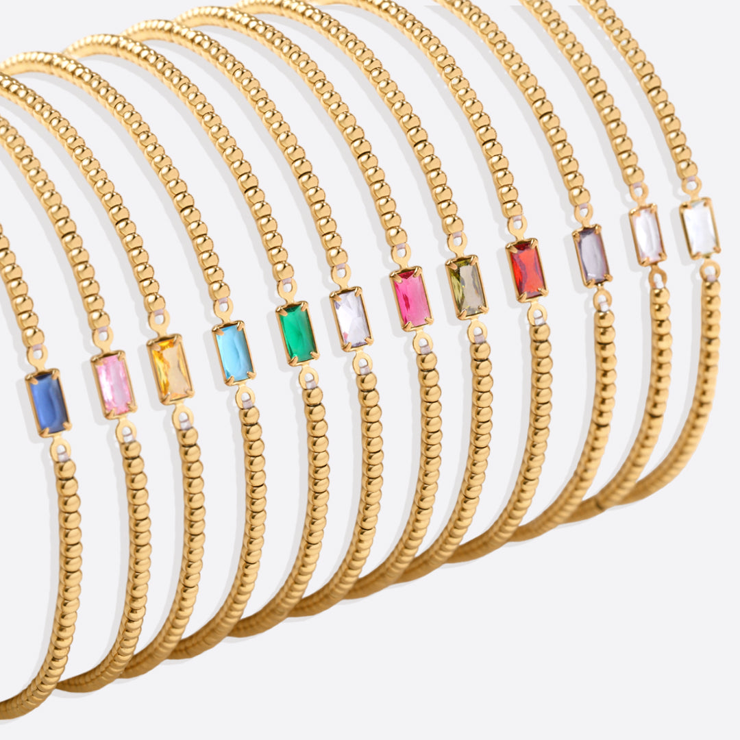 Pulsera de cuentas de oro con piedra natal