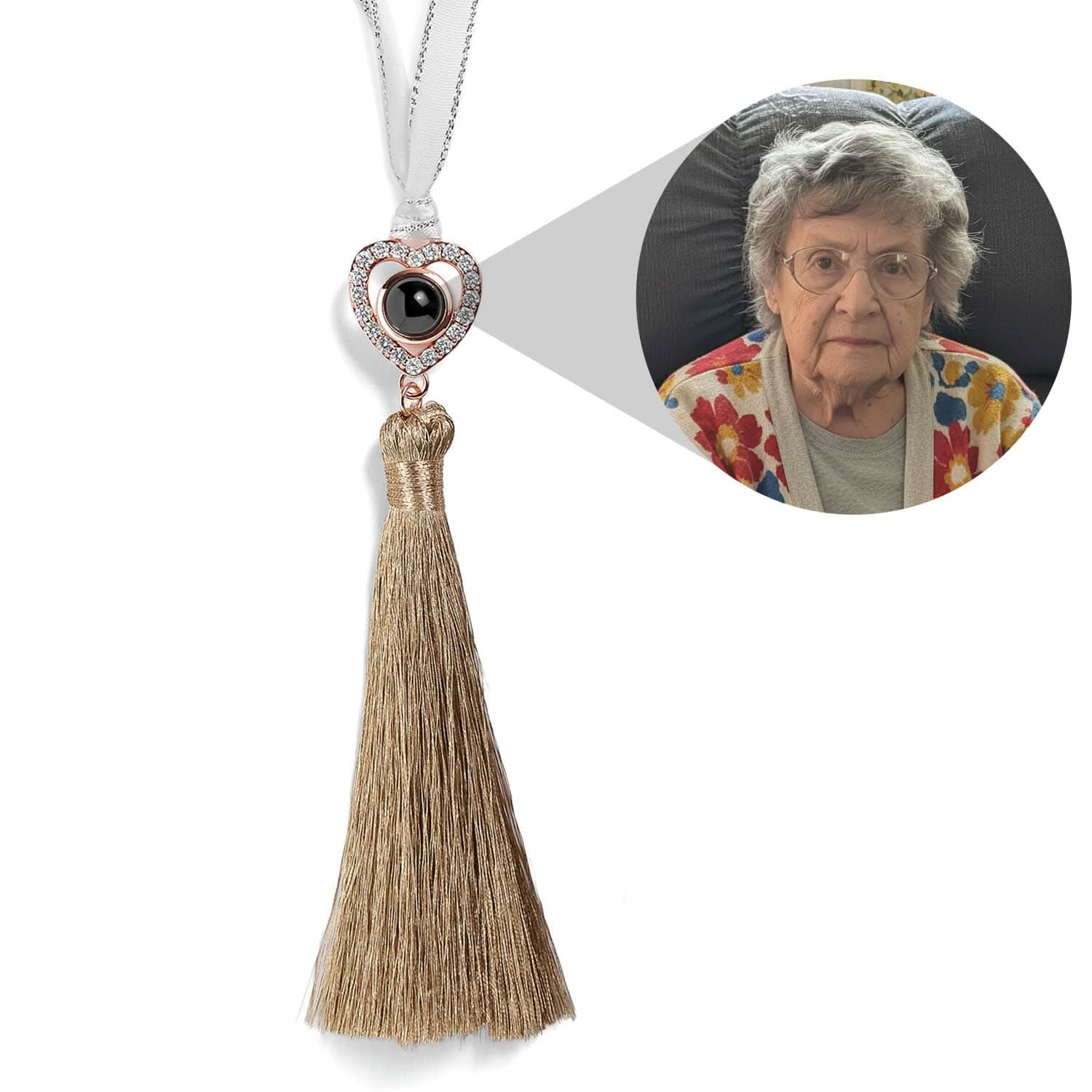 Adorno de pompón personalizado en forma de corazón con foto