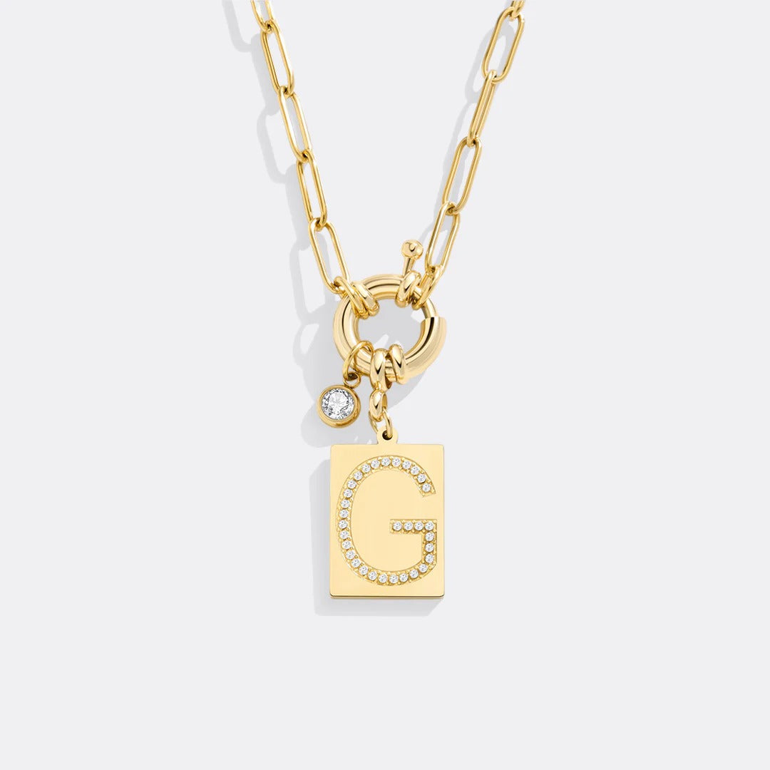 Collar con colgante de iniciales y cadena de clip