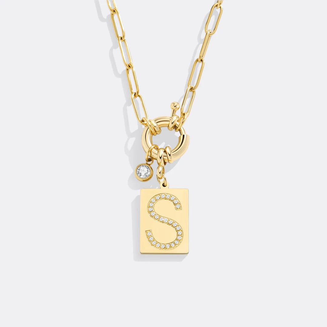 Collar con colgante de iniciales y cadena de clip