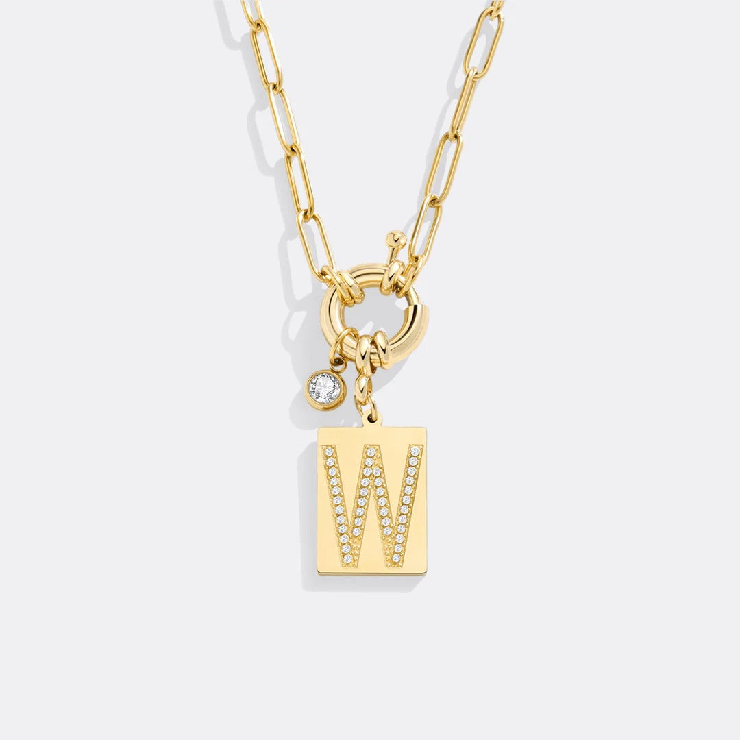 Collar con colgante de iniciales y cadena de clip