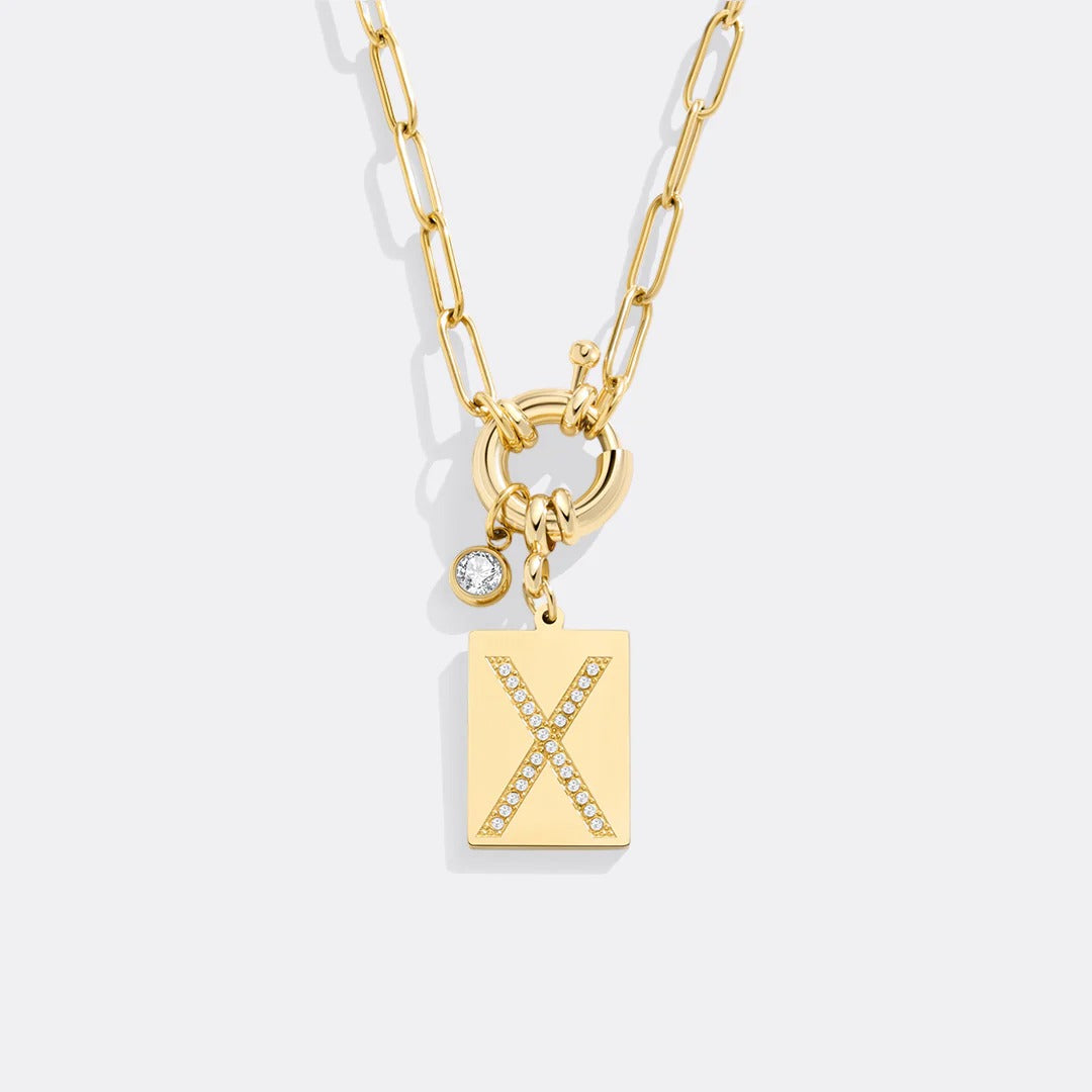 Collar con colgante de iniciales y cadena de clip
