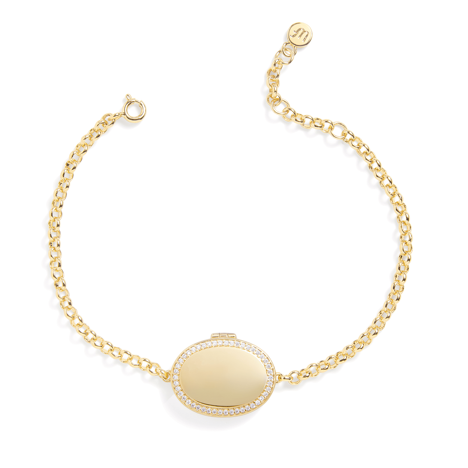 Pulsera con medallón ovalado personalizado