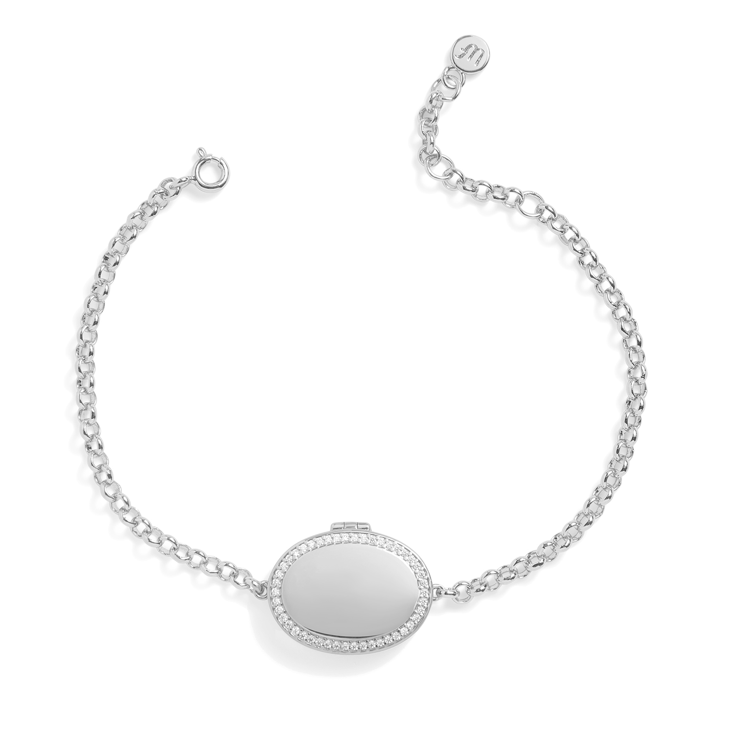 Pulsera con medallón ovalado personalizado
