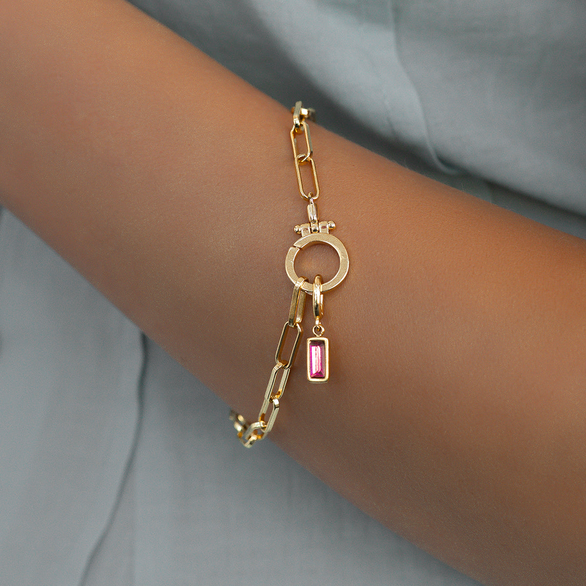 Charm con pietra di nascita baguette delicato