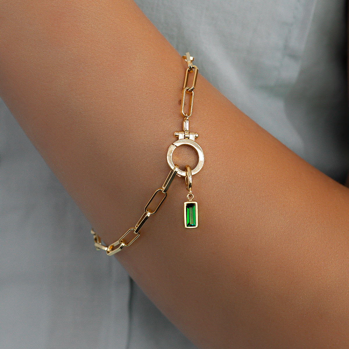 Charm con pietra di nascita baguette delicato