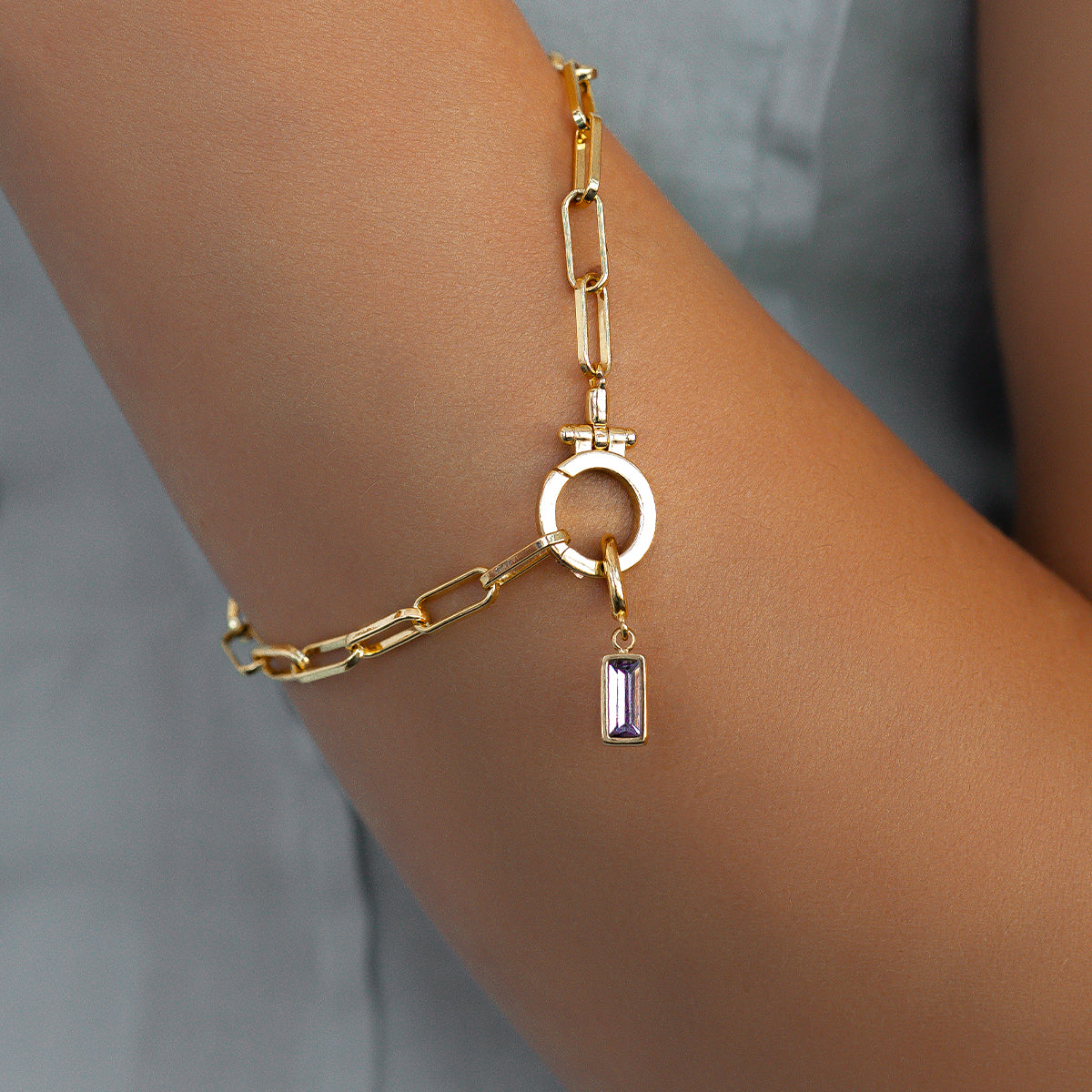 Charm con pietra di nascita baguette delicato