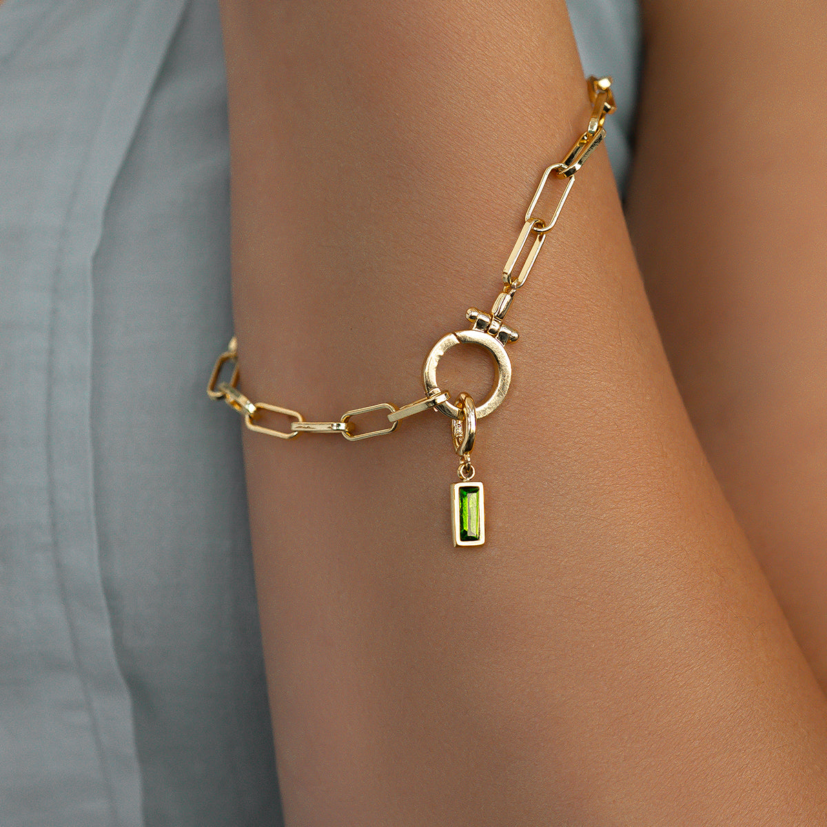 Charm con pietra di nascita baguette delicato
