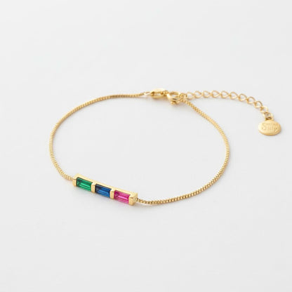 Pulsera arcoíris con piedra de nacimiento