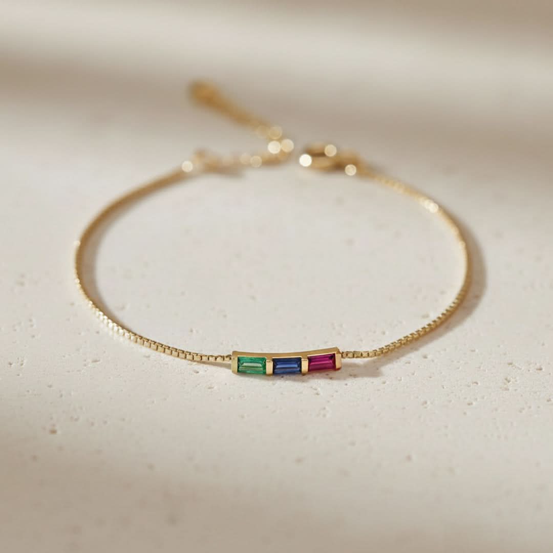 Pulsera arcoíris con piedra de nacimiento