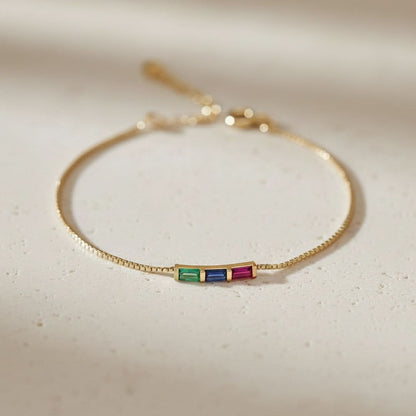 Pulsera arcoíris con piedra de nacimiento