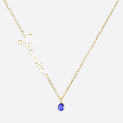 Collar con nombre de piedra de nacimiento hecho a mano
