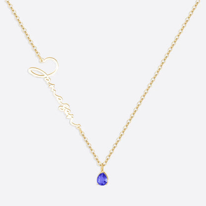 Collar con nombre de piedra de nacimiento hecho a mano