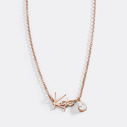 Collar con nombre de piedra de nacimiento hecho a mano