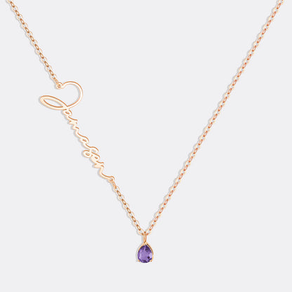 Collar con nombre de piedra de nacimiento hecho a mano
