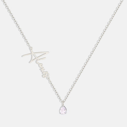 Collar con nombre de piedra de nacimiento hecho a mano