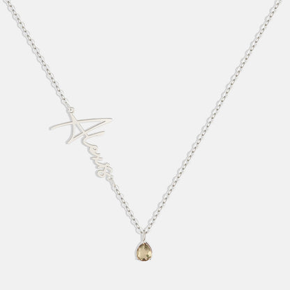 Collar con nombre de piedra de nacimiento hecho a mano