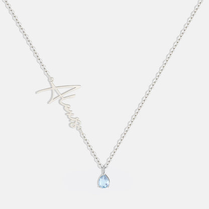Collar con nombre de piedra de nacimiento hecho a mano