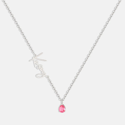 Collar con nombre de piedra de nacimiento hecho a mano