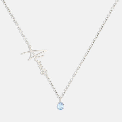 Collar con nombre de piedra de nacimiento hecho a mano