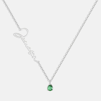 Collar con nombre de piedra de nacimiento hecho a mano