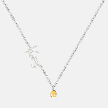 Collar con nombre de piedra de nacimiento hecho a mano