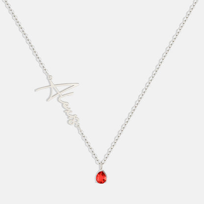Collar con nombre de piedra de nacimiento hecho a mano