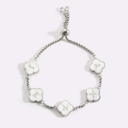 Bracciale con nome personalizzato a quadrifoglio