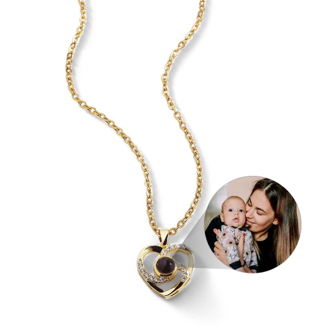 Centro de mi corazón Pave Foto Collar