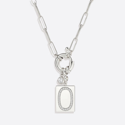 Collar con colgante de inicial pavé y cadena con clip