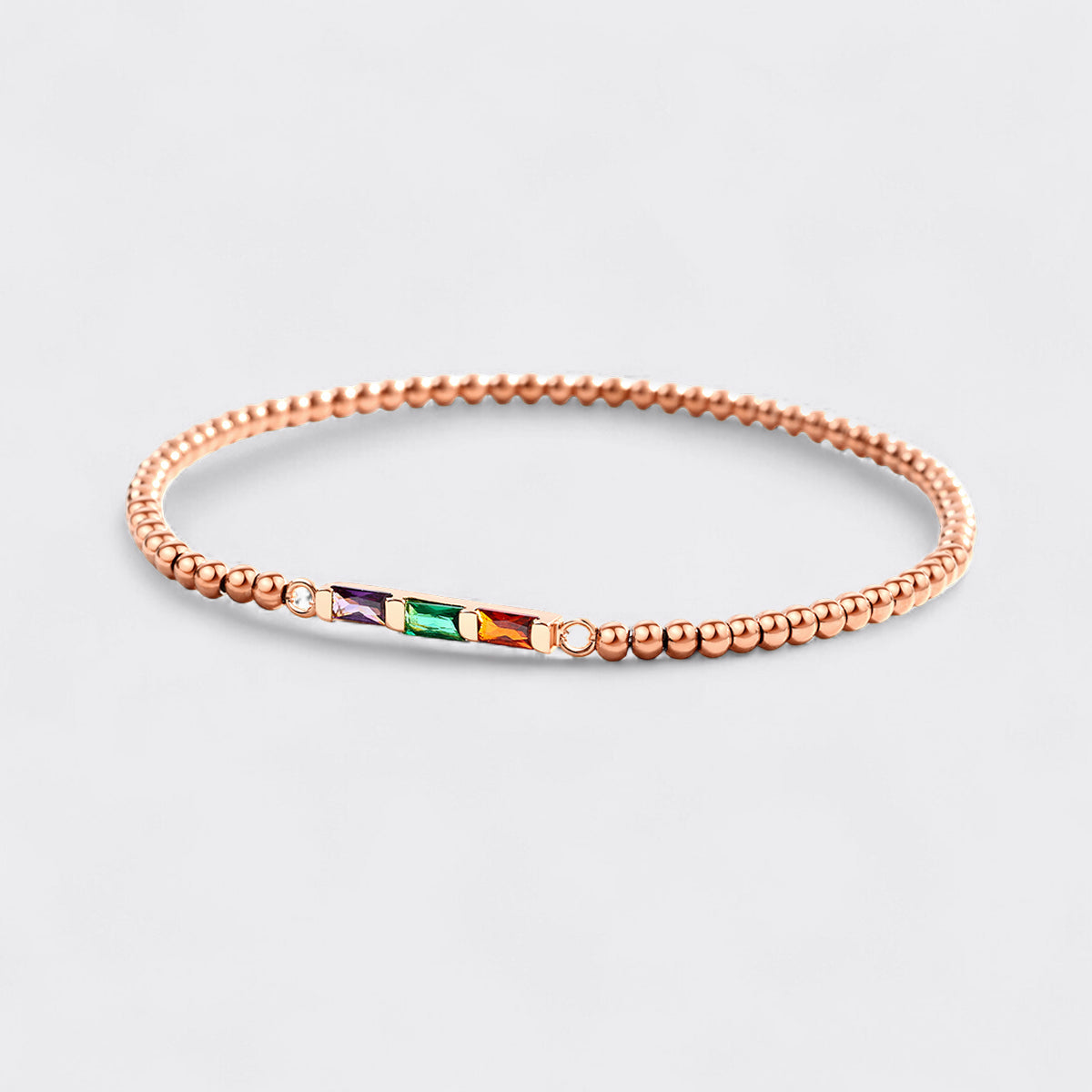 Personalized Baguette Birthstone Beaded Bracelet