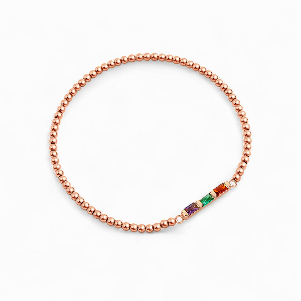 Personalized Baguette Birthstone Beaded Bracelet