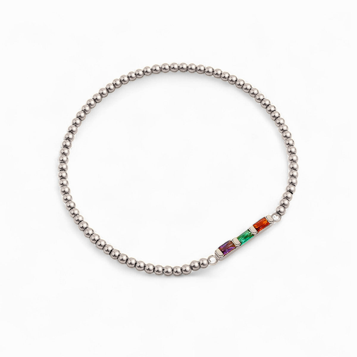 Personalized Baguette Birthstone Beaded Bracelet