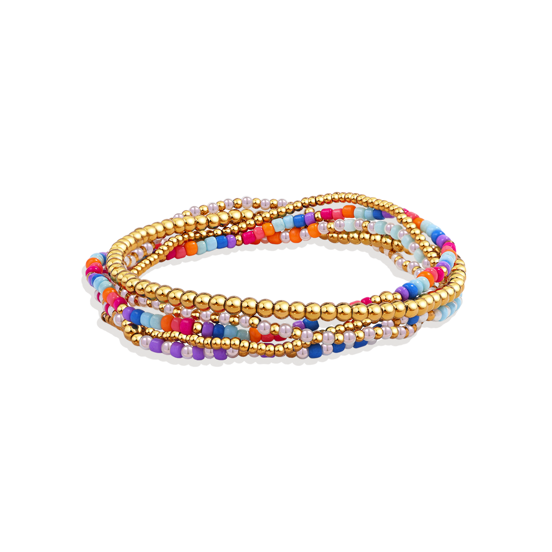 Set estivo di bracciali a perline da impilare