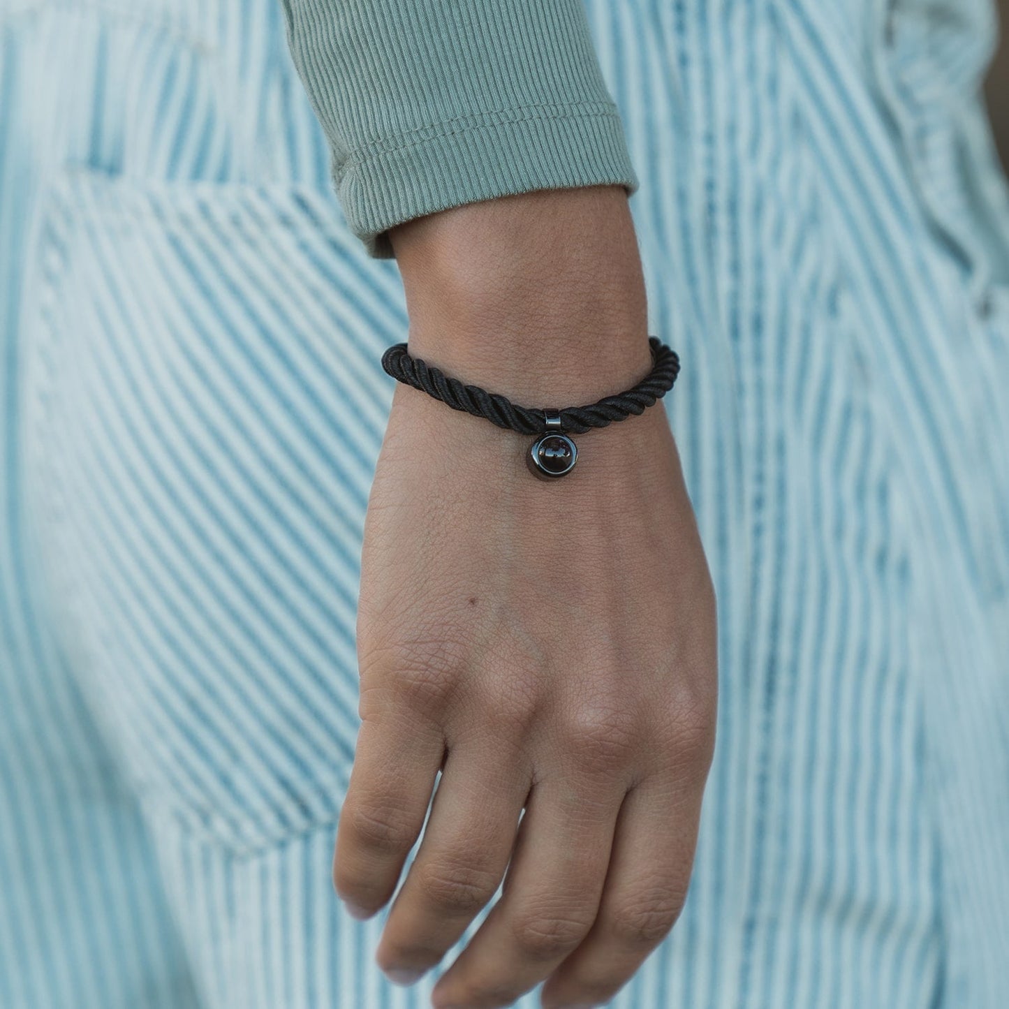 Pulsera Personalizada de Cuerda con Foto Circular