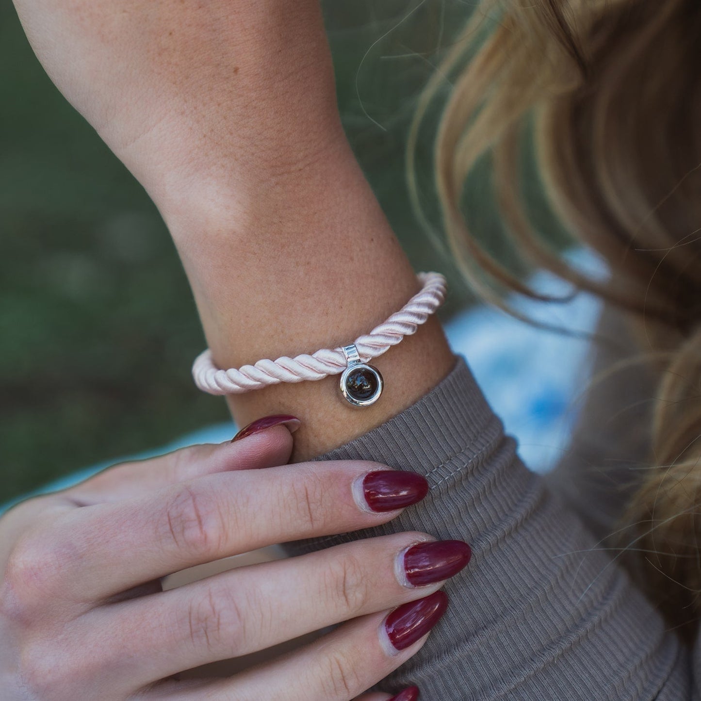 Pulsera Personalizada de Cuerda con Foto Circular