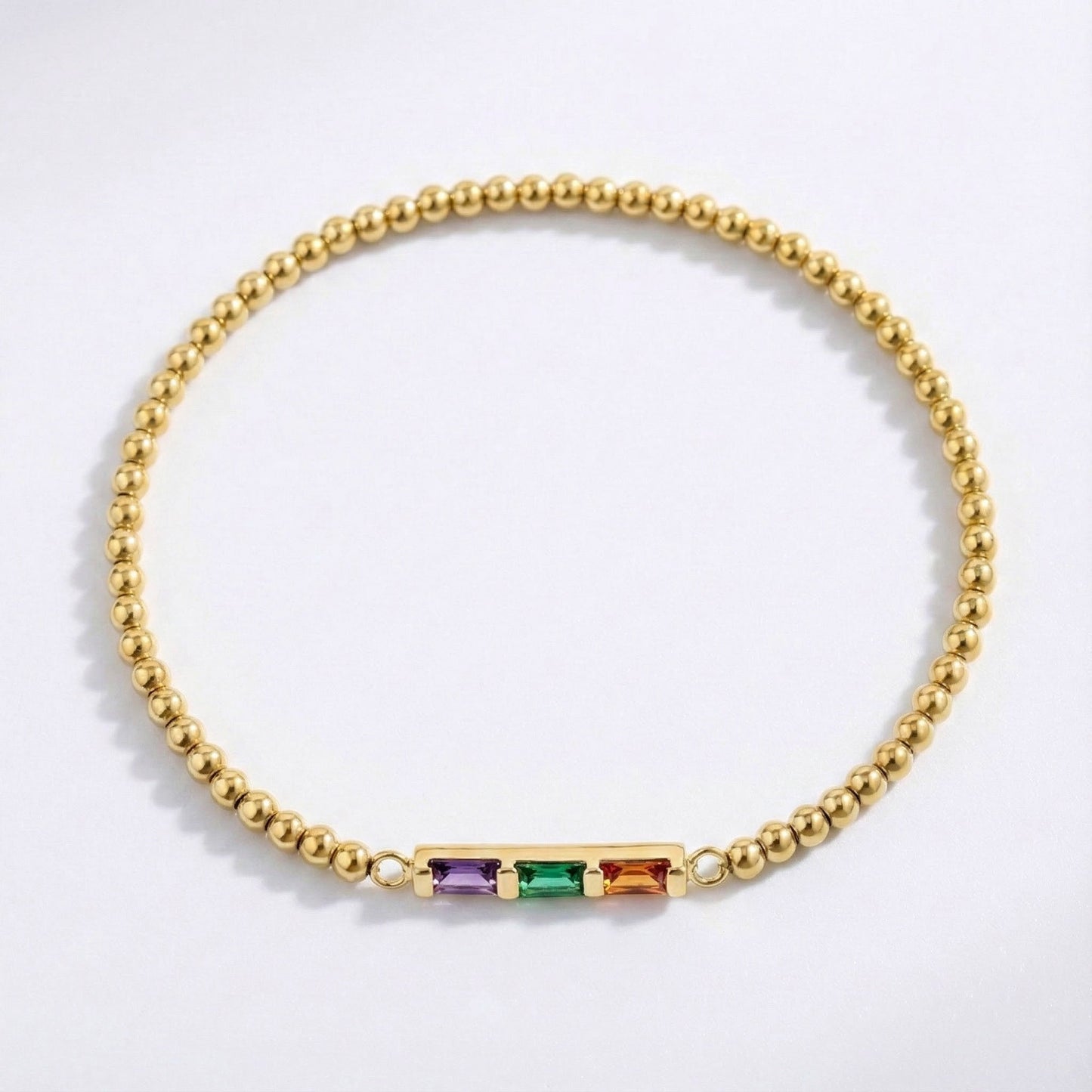 Personalized Baguette Birthstone Beaded Bracelet