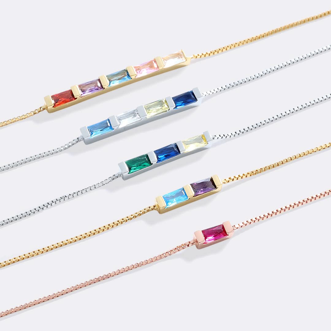 Pulsera arcoíris con piedra de nacimiento