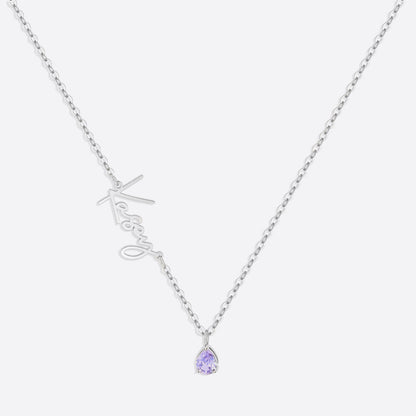 Collar con nombre de piedra de nacimiento hecho a mano
