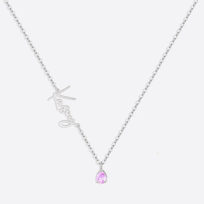 Collar con nombre de piedra de nacimiento hecho a mano